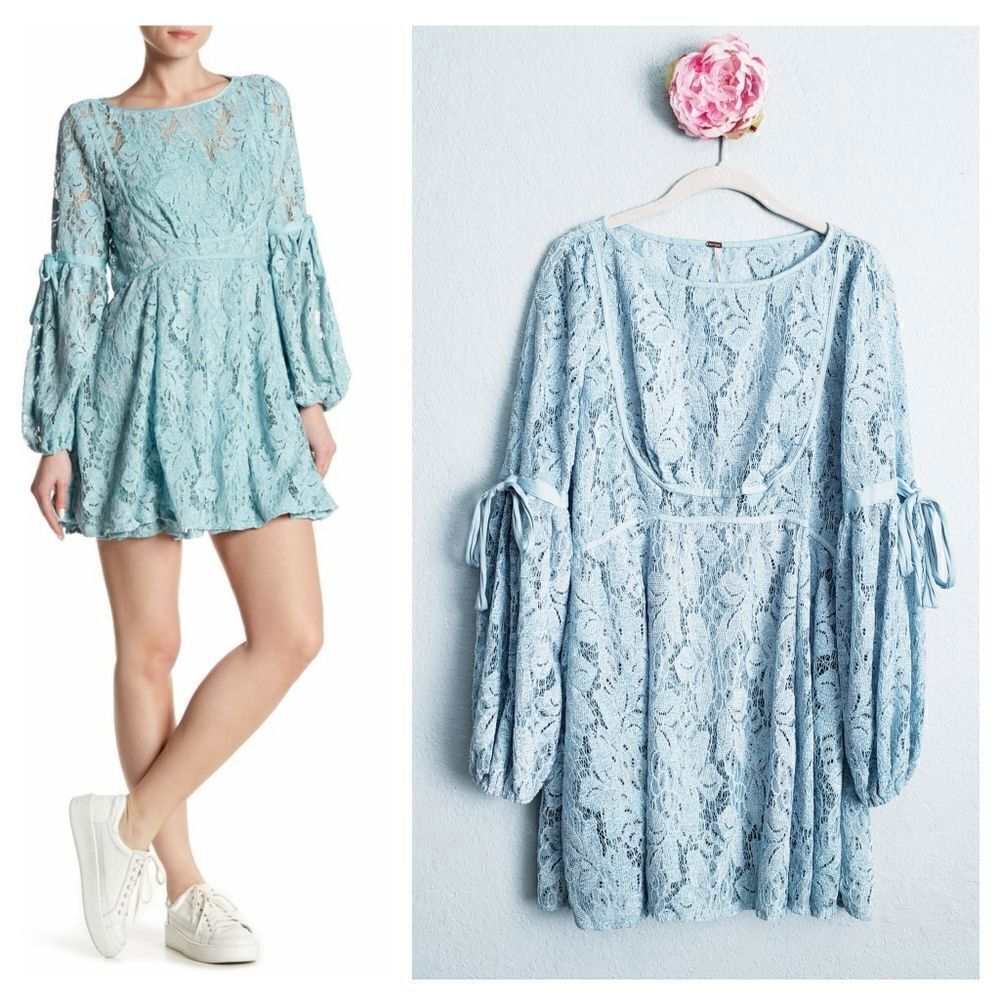 Free People Ruby Blue Longsleeve Lace Dress